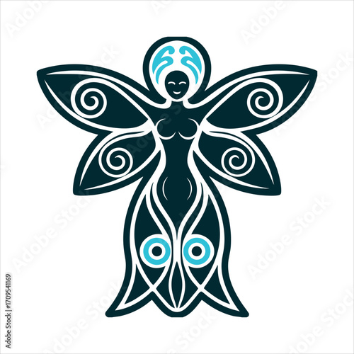 Celtic Goddess Symbol with Spirals Vector Goddess feminine figure with spirals representing the divine feminine Celtic Spiral