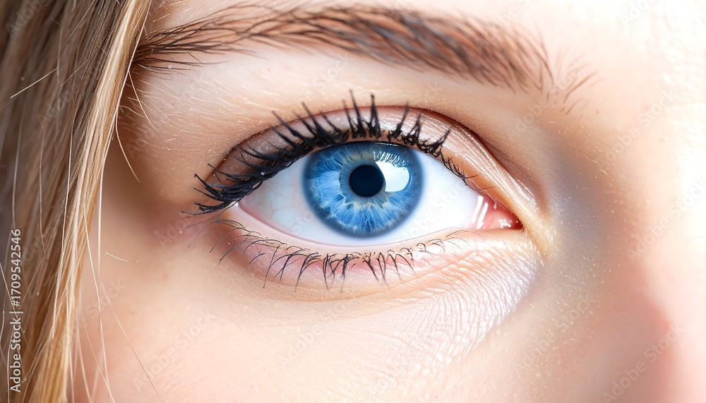 Fototapeta premium Close-up of a woman's blue eye