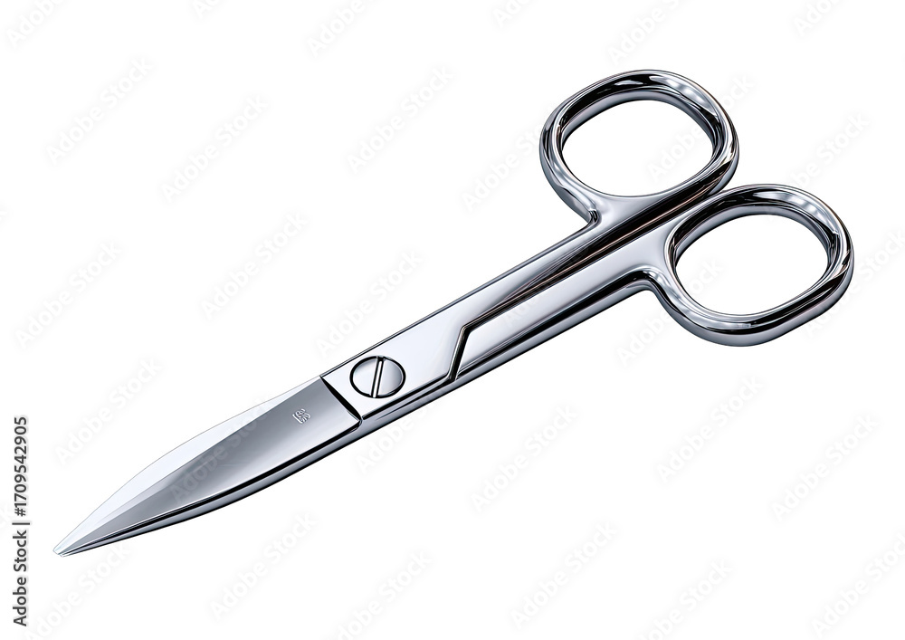 Obraz premium Close-up of polished metal nail scissors