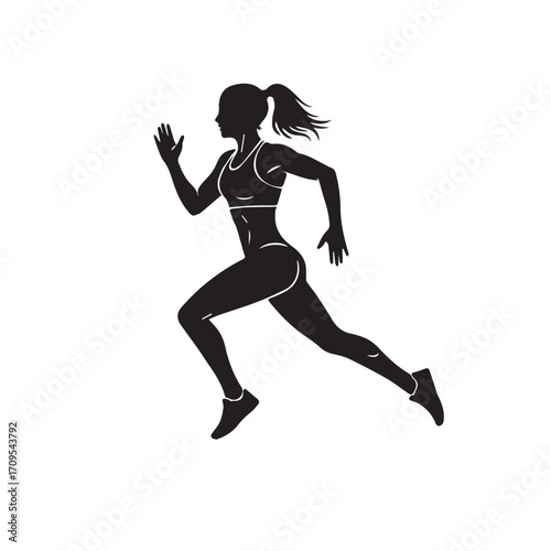 Running Female Silhouette – Dynamic Side View Athlete