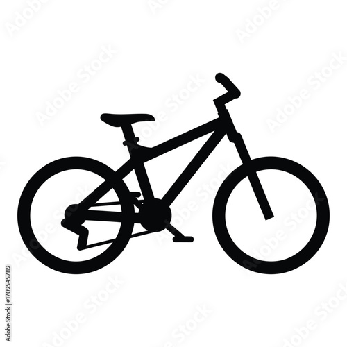 Silhouette of a mountain bike showing frame wheels and handlebars for outdoor adventures silhouette