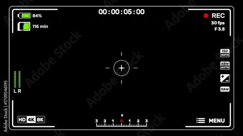 Video Camera Recording Screen 4K with Alpha Chanel, 30 fps.