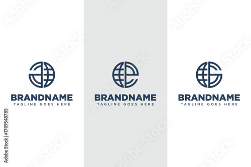 Letter A E G Globe Logo, symbolizing global reach, unity, and connectivity