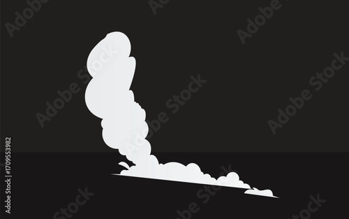 Rising smoke or dust cloud with a modern, stylized look. Perfect for environmental themes, industrial concepts, pollution graphics, weather visuals, and atmospheric backgrounds in digital projects.