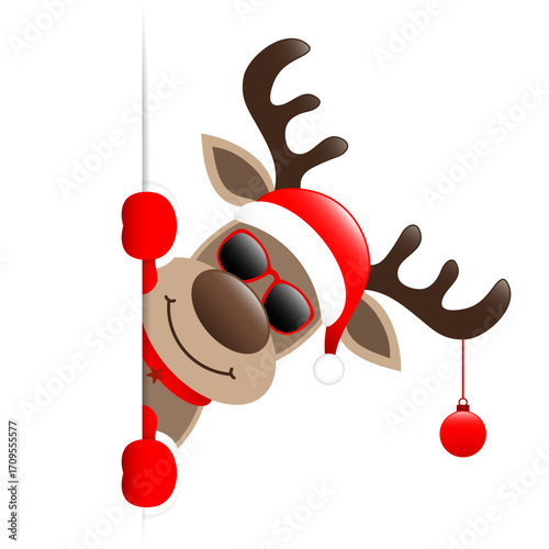 Rentier Sonnenbrille Mit Weihnachtskugel Banner Außen Rechts