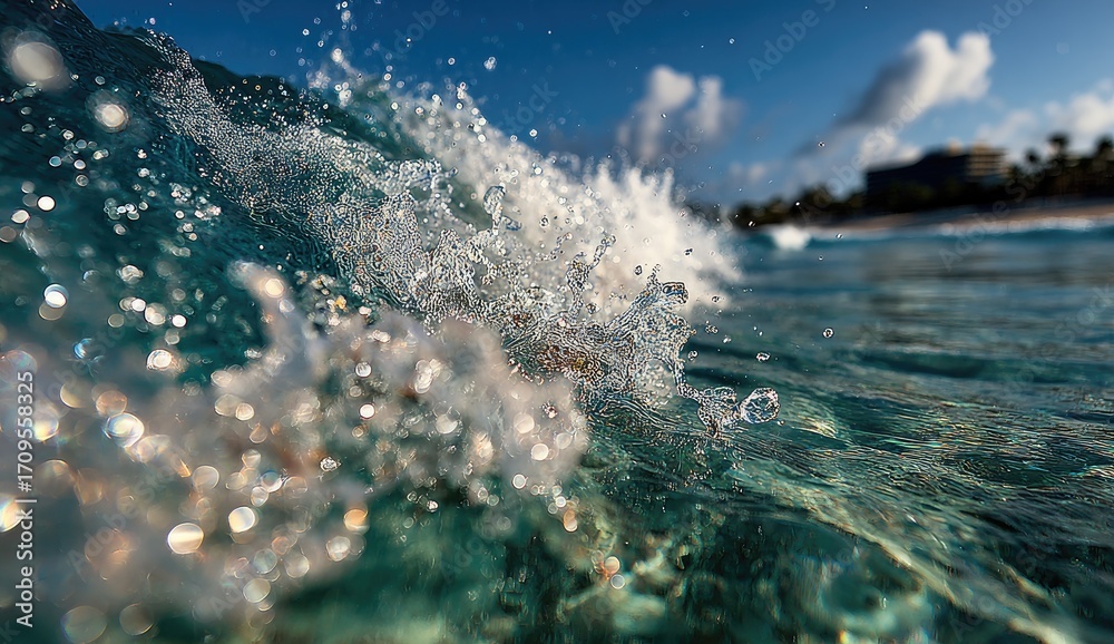 Obraz premium Ocean wave, close-up splash