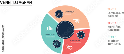 Venn diagram infographic geometric chart template for business start up 