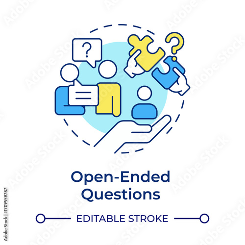 Wallpaper Mural Open-ended questions multi color concept icon. Conversation, dialogue. Social communication. Round shape line illustration. Abstract idea. Graphic design. Easy to use in booklet, blog post Torontodigital.ca