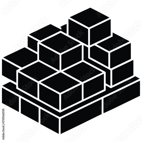 concrete blocks vector icon