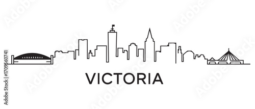 Victoria Line Art skyline silhouette. Black Victoria city design isolated. with white background