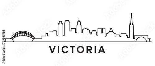Victoria Line Art skyline silhouette. Black Victoria city design isolated. with white background