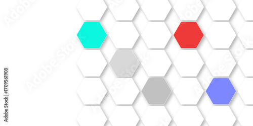 Abstract bright and colorful hexagon mosaic wallpaper or background. can be used for template, poster, backdrop, book cover, brochure, leaflet, flyer. Colorful infinity abstract background. 3d render.