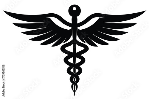 caduceus silhouette vector icon