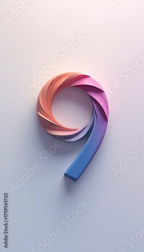 Number Nine Design with Pastel Gradient Colors, Decorative Object