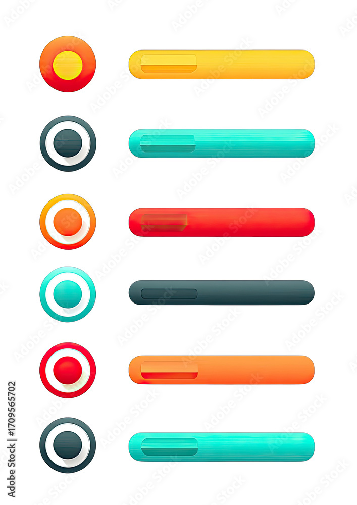 Obraz premium Colorful UI elements for a game or app