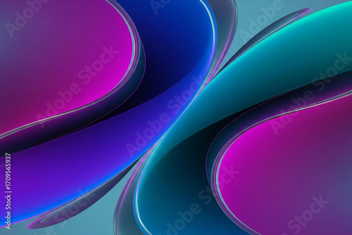 A vibrant purple background with undulating waves, creating a sense of depth and movement.
A mesmerizing abstract design featuring swirling curves of magenta, blue, and teal, with a glossy, futuristic
