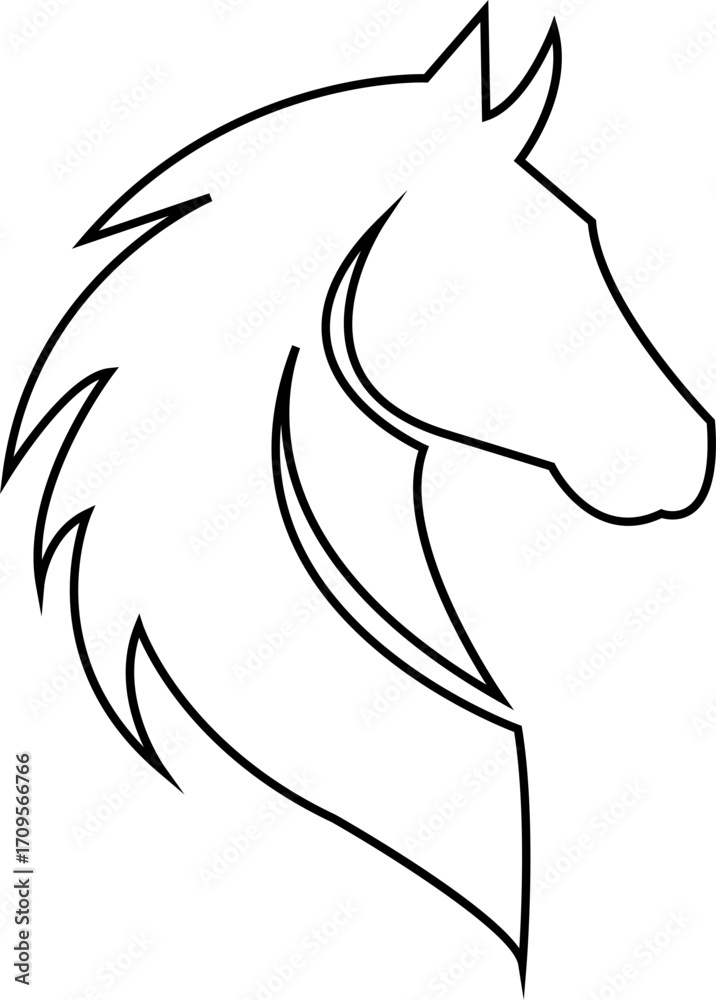 Obraz premium Horse Head Icon , showing grace and strength. Animal Face, Stallion, Pony, Equestrian Symbol, Farm, Ranch, Wildlife, Pet, and Mammal Elements in Modern Vector Design Style, elegant animal art