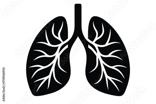 lungs silhouette vector icon