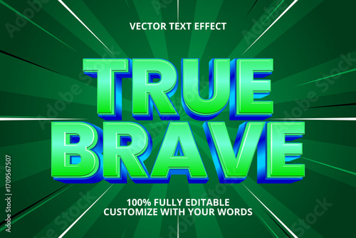 true brave editable text effect for hero