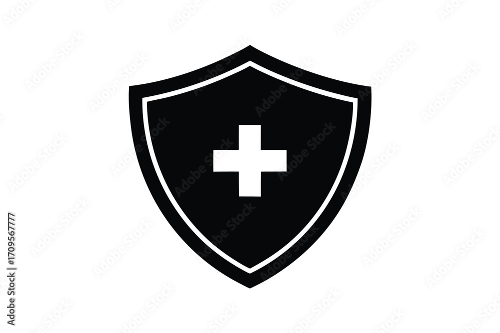 Fototapeta premium medical shield silhouette vector icon