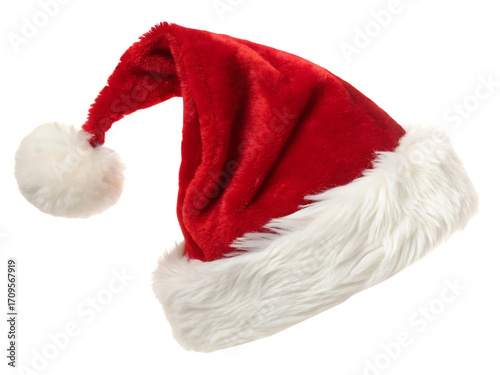 Classic red Santa hat on black background