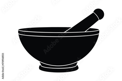 mortar and pestle silhouette vector icon