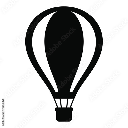 Classic black silhouette of a hot air balloon ready for adventure and travel silhouette
