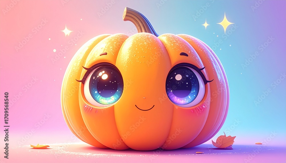 Naklejka premium Cute Halloween pumpkin as adorable festive decoration