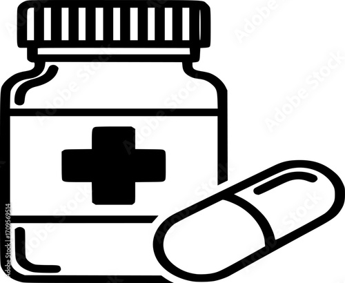 Drug Administration Icon Vector - Patient Medication, Pharmacy Symbol, Medical Treatment and Healthcare Pill Outline and Solid Illustration