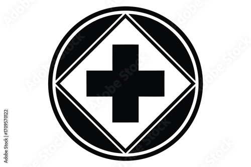red cross silhouette vector icon