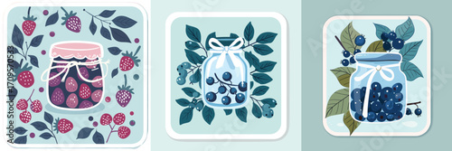 set of decorative ceramic tile illustrations with floral patterns