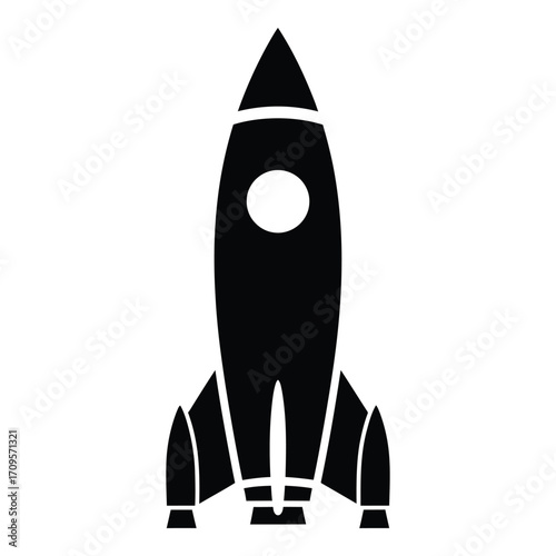 Classic rocket ship silhouette launching into space for exploration and adventure silhouette