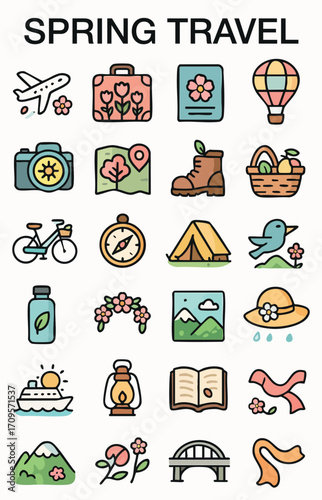 Spring and Travel Icons
