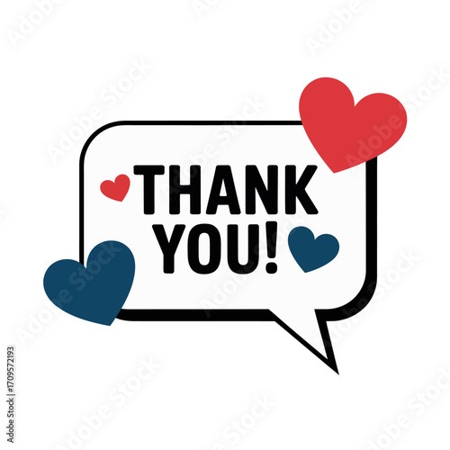 Thank you speech bubble design, appreciation message graphic, volunteer recognition vector, heartfelt gratitude illustration for cards social posts