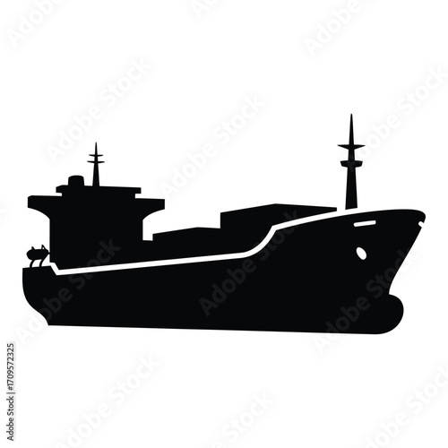 Silhouetted cargo ship silhouette maritime transportation nautical vessel shipping industry silhouette