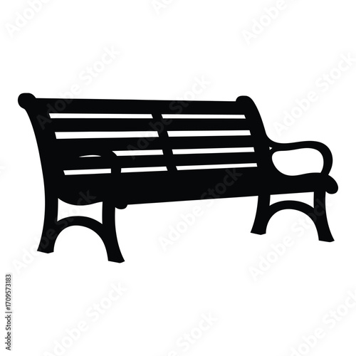Classic black silhouette park bench metal garden seating outdoor furniture silhouette