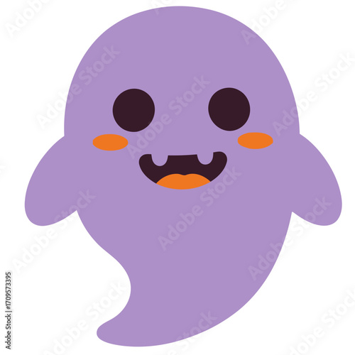 Cute Lilac Ghost with Smiling Expression for Halloween Decoration.