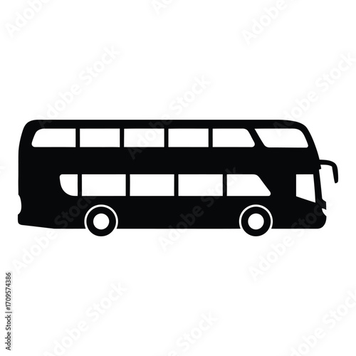 Silhouette of a double decker bus for city travel and tourism transportation silhouette