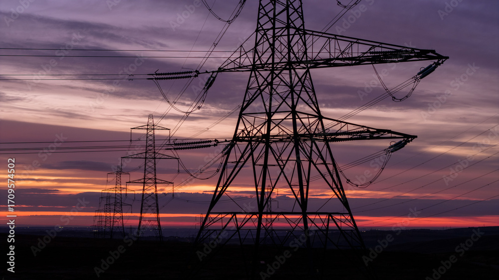 custom made wallpaper toronto digitalSunrise over Electricity Pylons Across Rishworth Moor  Yorkshire