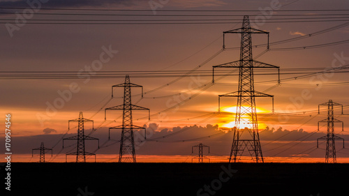 Wallpaper Mural Sunrise over Electricity Pylons Across Rishworth Moor  Yorkshire Torontodigital.ca