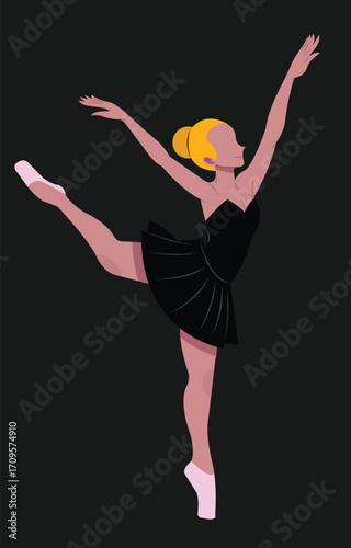 illustration of a ballet dancer gracefully performing, capturing elegance, movement, and artistic expression in a minimal style that symbolizes poise, rhythm, and classical dance