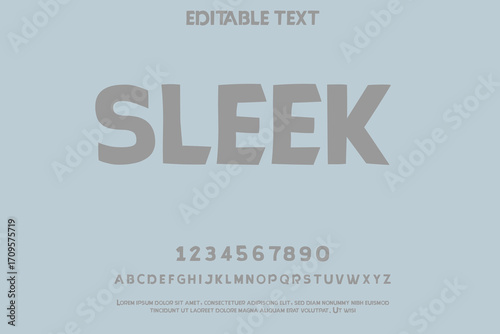 Modern sleek sans serif font and numbers display
