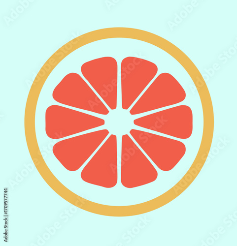 Slice of juicy red orange with vibrant segments on transparency background