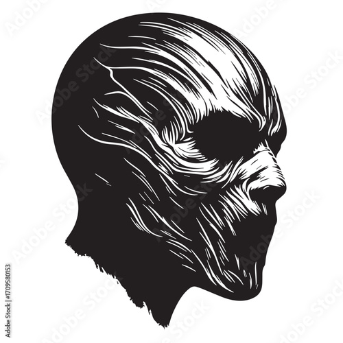 Black Horror Mask  Silhouette Vector Illustration design, Solid White Background