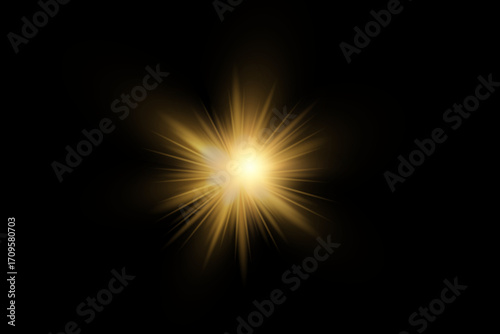 Wallpaper Mural Gold glow star with light glowing effect and transparent sun rays overlay background. Digital star PNG burst with golden light and glowing sun rays, bright flare overlay on transparent background. Torontodigital.ca