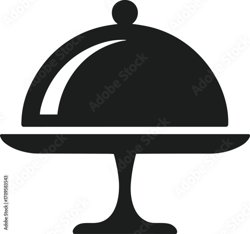 New Year Serving Dish Silhouette - Festive Celebration Food Vector