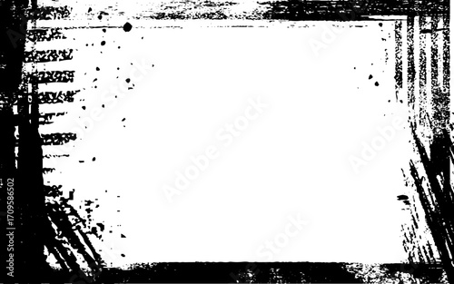 A black and white grunge frame with white  empty space inside