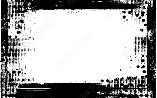A black and white grunge frame with white  empty space inside