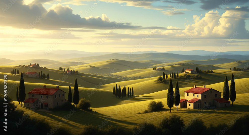 Obraz premium Tuscan Hills at Sunrise