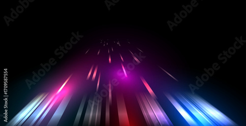 Abstract High-Speed Motion and Movement Background Banner: Dynamic Light Trails with Motion Blur for Futuristic Technology Banner and Poster Design.